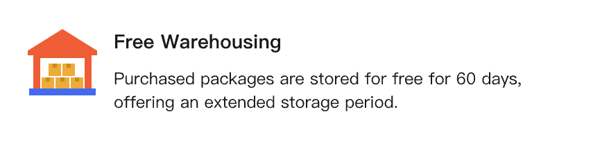 Purchased packages are stored for free for 60 days, offering an extended storage period.